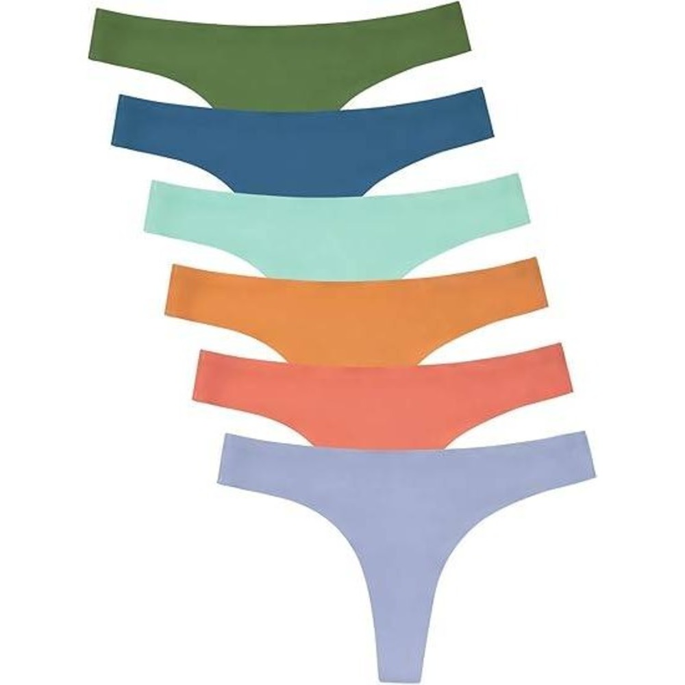 Set of 6 MSRP $26 Wealurre Women's M Microfiber Low Rise No Show Thong Pantie